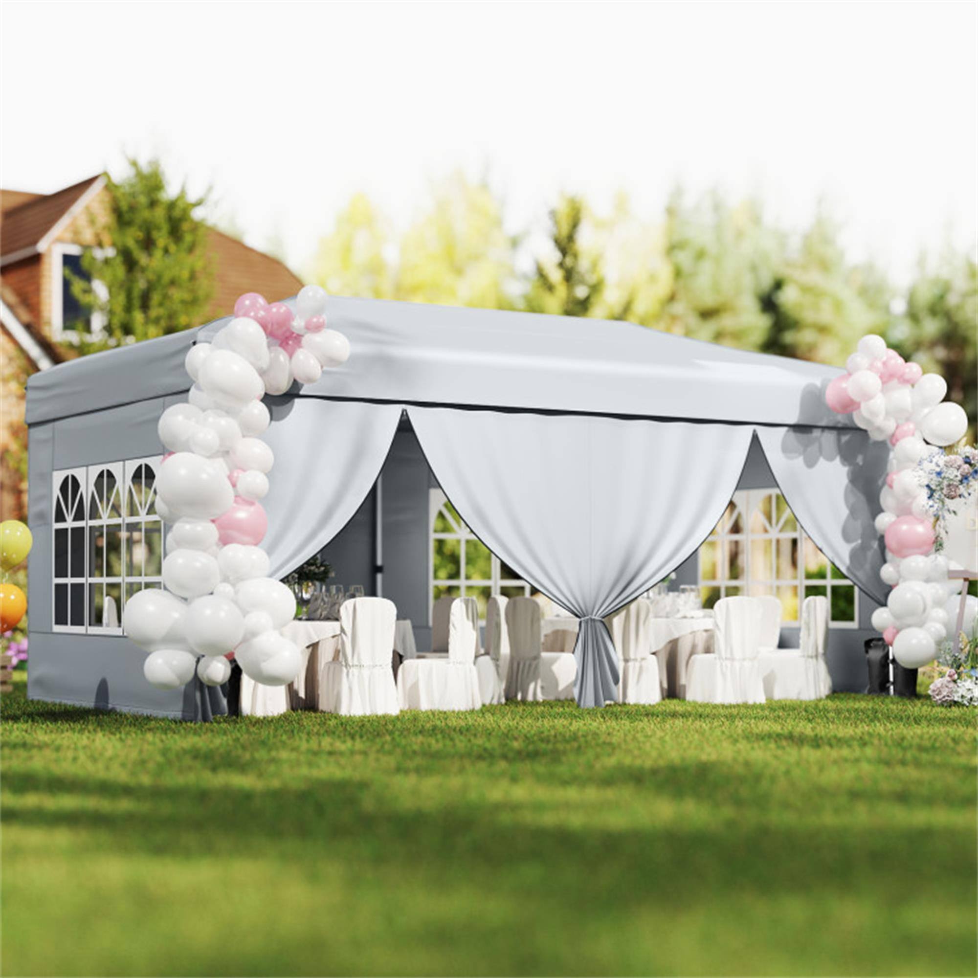 Alt View 1. Boyel Living - Gray 240-in W x 120-in D x 105.6-in H Pop up Canopy Tent with Sidewalls.