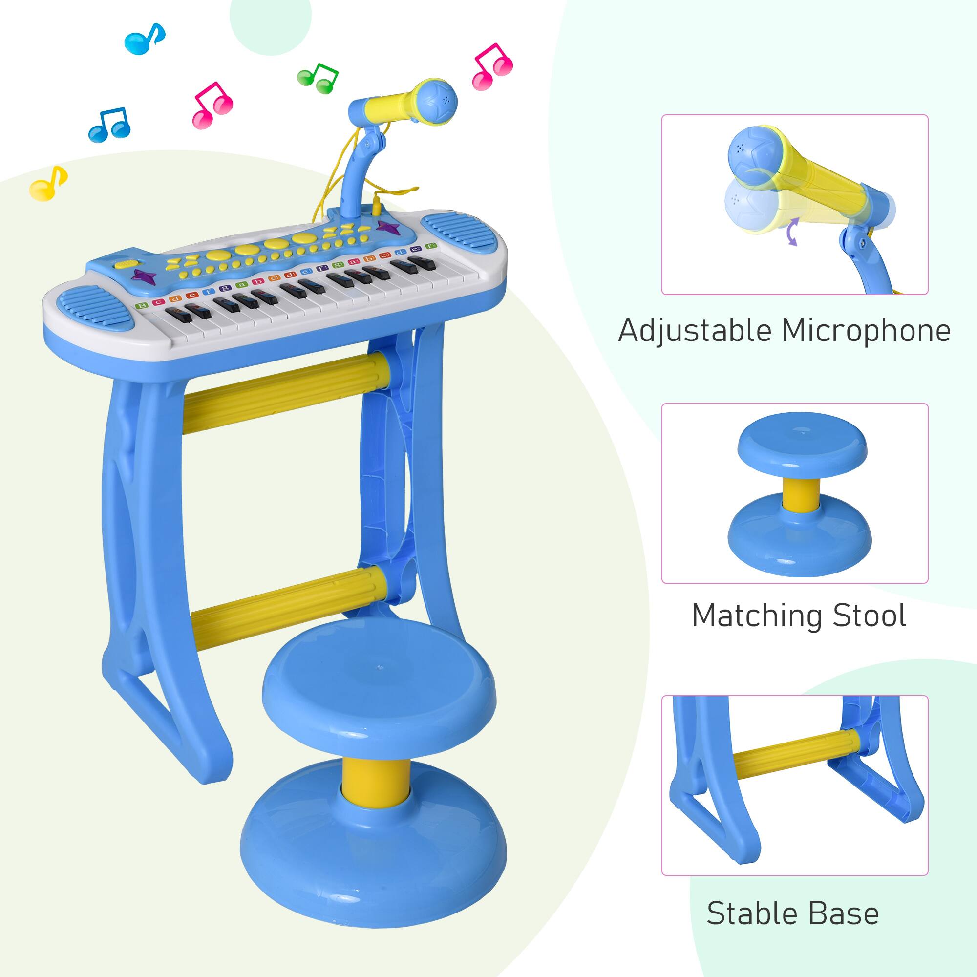 - 2 Adjustable Microphone
- Matching Stool
- Stable Base