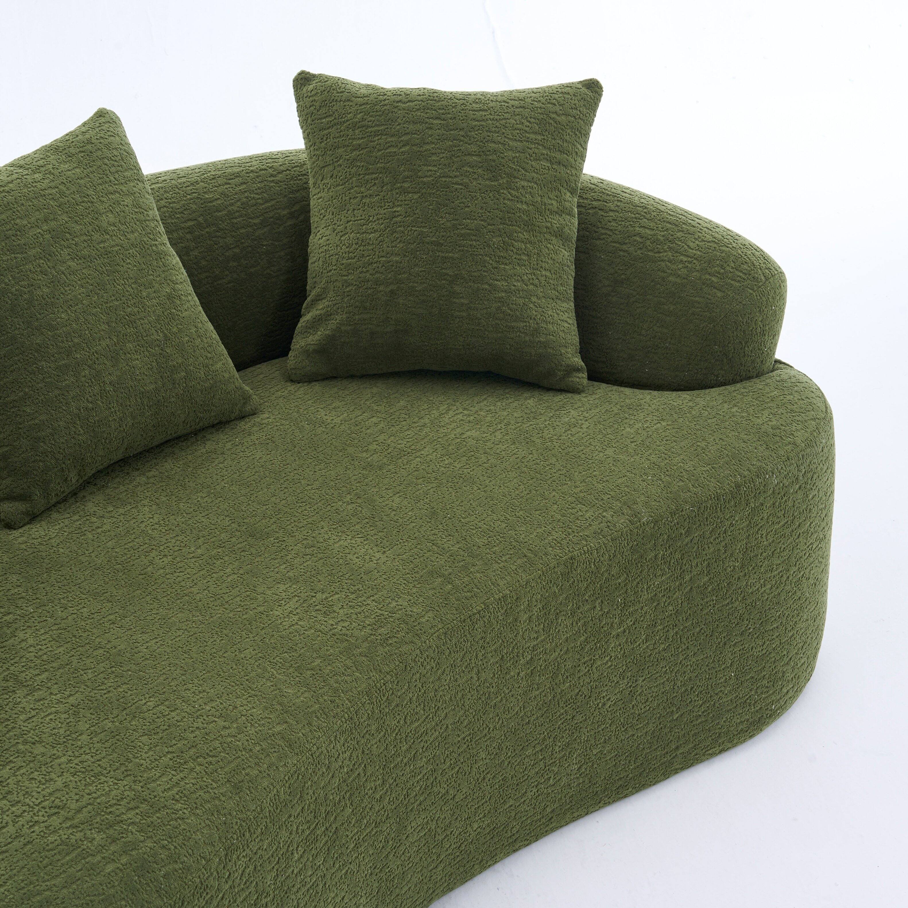 Alt View 9. Boyel Living - Curved Loveseat Sofa 30D Compression Foam Chenille Upholstery No Assembly Compact Small Space Sofa Green 65 Inch - Antique Green.