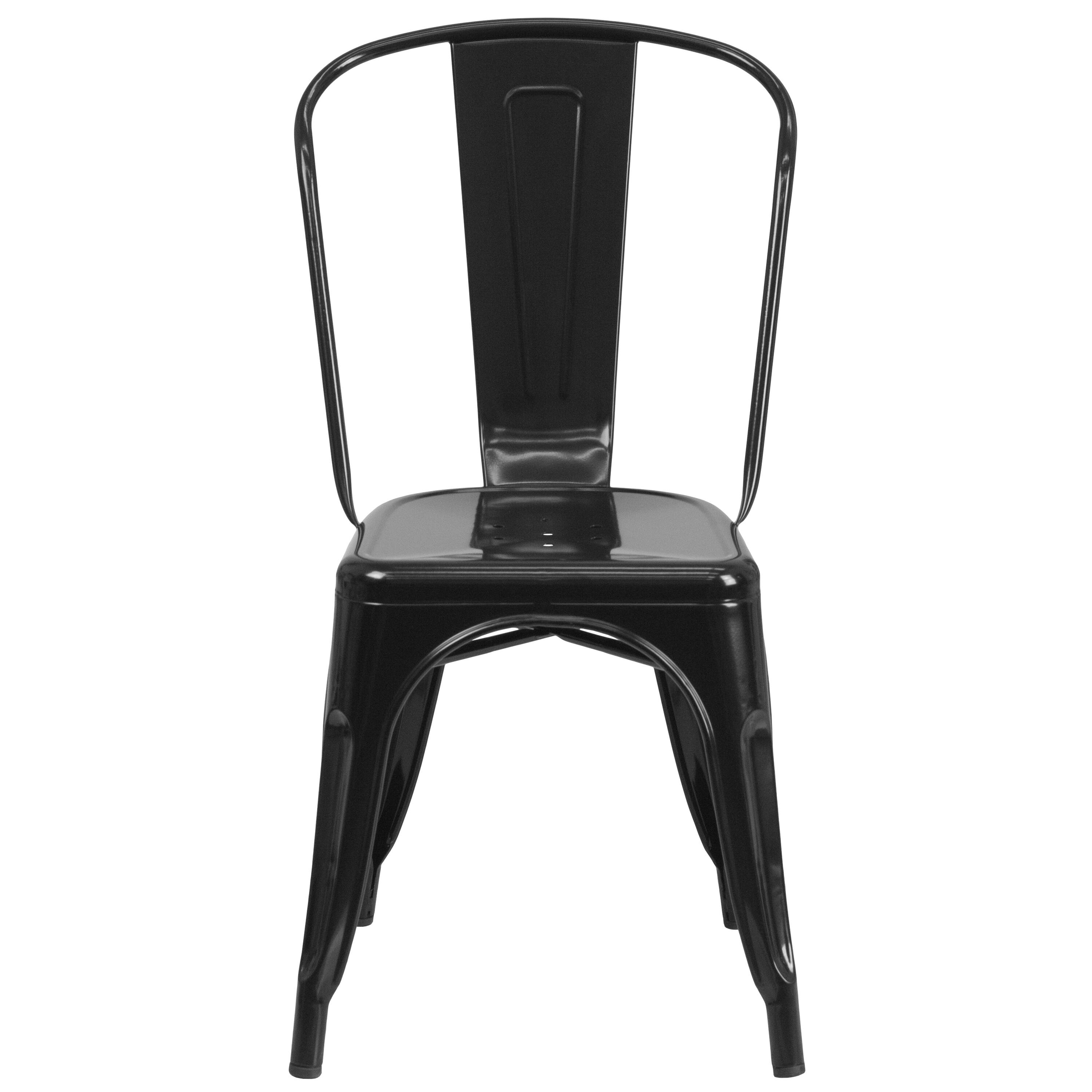 Alt View 7. Emma + Oliver - Commercial Grade Colorful Metal Indoor-Outdoor Stackable Dining Chair - Black.