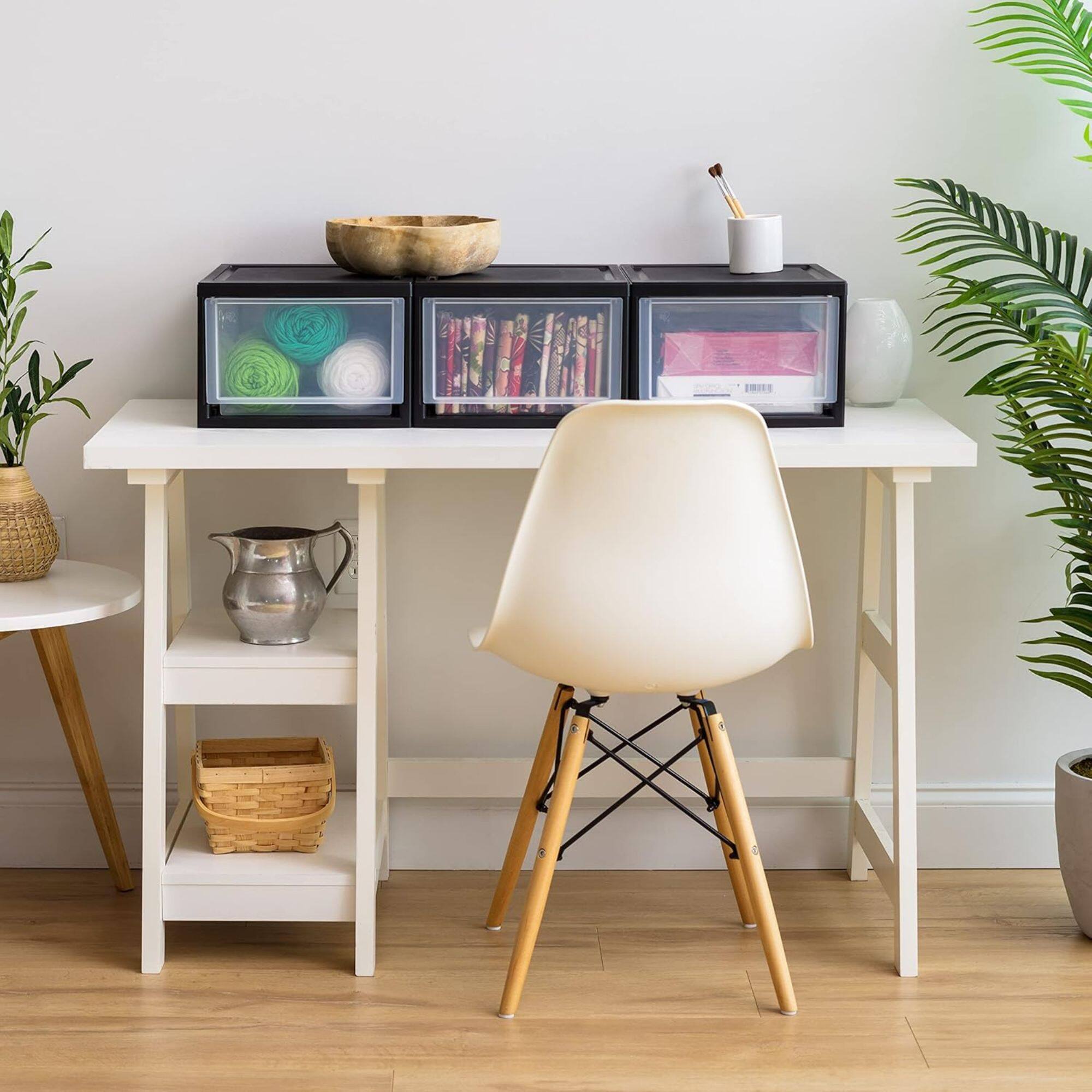 Alt View 4. IRIS USA - IRIS USA 3 Pack 14.5 Qt Plastic Drawer Storage Organizer, Stackable Unit, Black - Black.