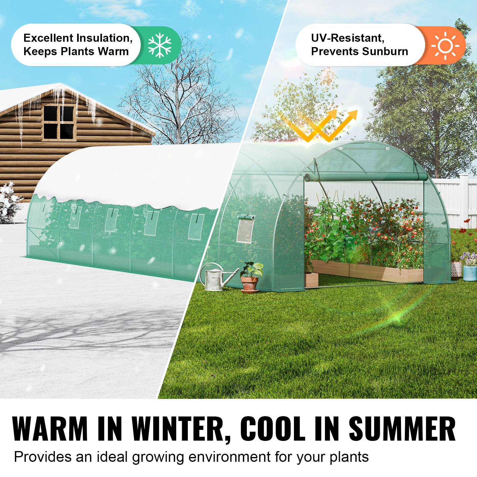 Excellent Insulation, Keeps Plants Warm, UV-Resistant, Prevents Sunburn, WARM IN WINTER, COOL IN SUMMER, Provides an ideal growing environment for your plants