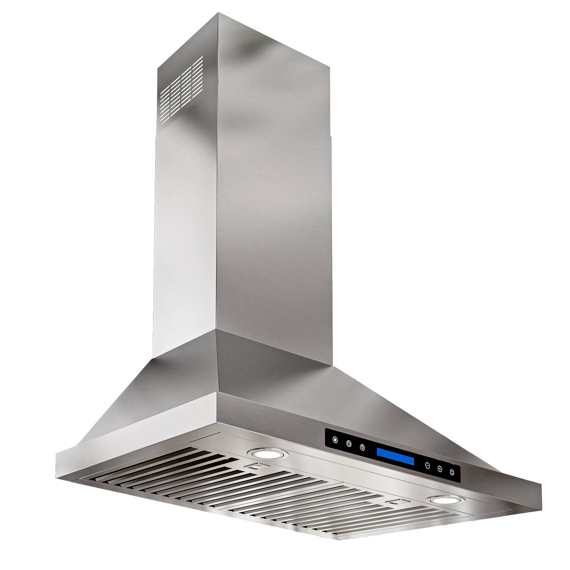 Angle. Onefly - 30 inches - Convertible - Wall Mount Range Hood - Stainless Steel.
