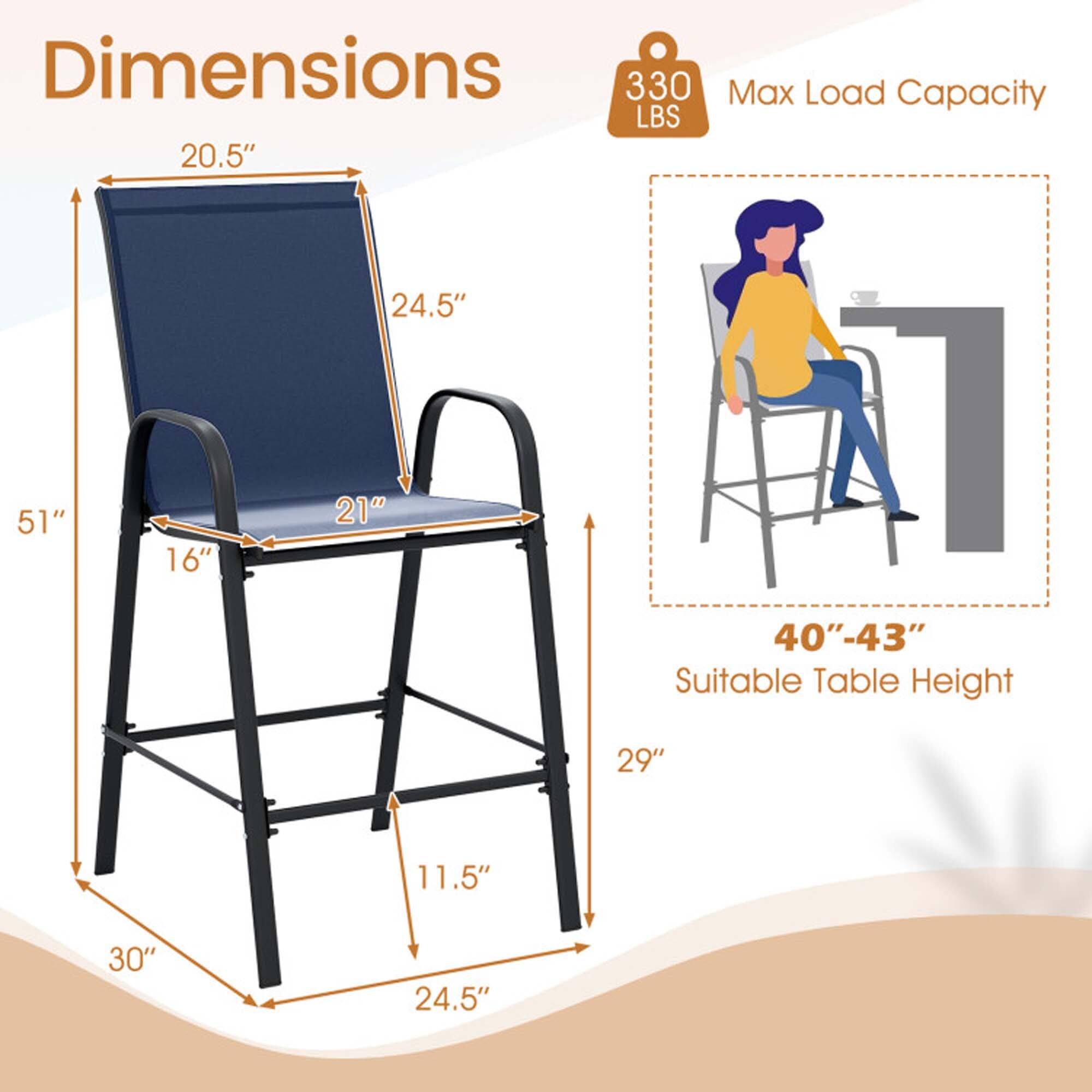 Dimensions  
- 20.5"  
- 24.5"  
- 51"  
- 16"  
- 21"  
- 11.5"  
- 30"  
- 24.5"  

Max Load Capacity: 330 LBS  

Suitable Table Height: 40"-43"
