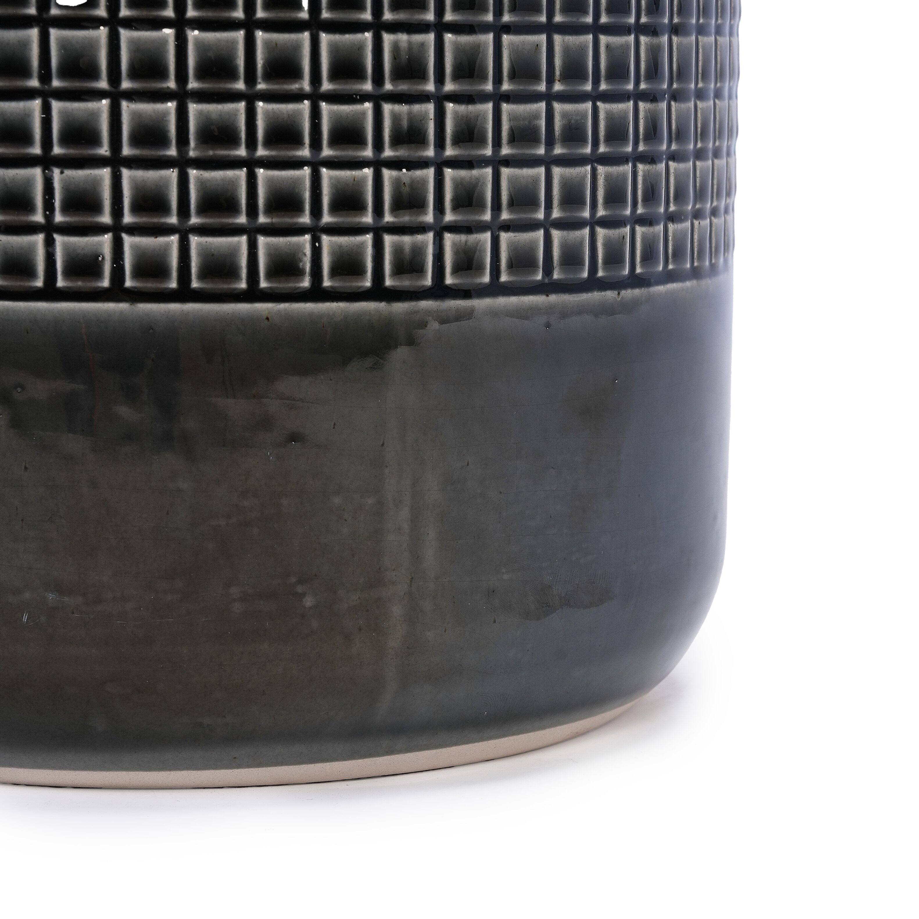 Alt View 10. Loheer - Loheer Ceramic Planter Set, Handmade Black Glazed Pots for Succulents and Cacti, Drainage Holes, Indoor Outdoor.