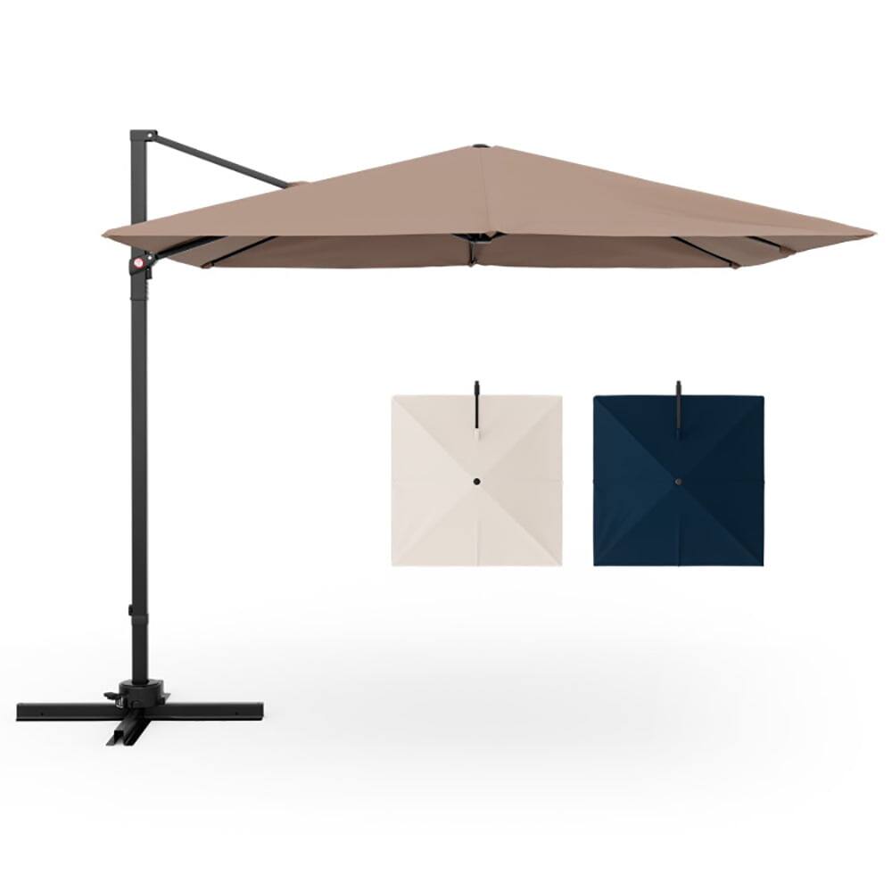 Alt View 2. Kadyn - 9.5 Feet Square Patio Cantilever Umbrella with 360° Rotation-Coffee, Patio Offset Umbrella with Easy Tilt Adjustment.