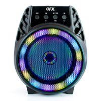 QFX - Portable Bluetooth Rechargeable Speaker with LED Party Lights - Black - Front_Zoom