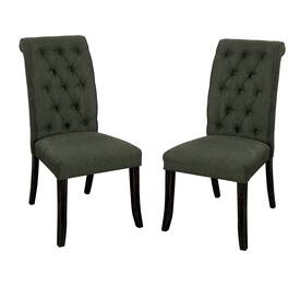 Manhattan Lane - Button Tufted Wooden Fabric Upholstered Side Chair, Gray, Pack Of Two - Gray And Black