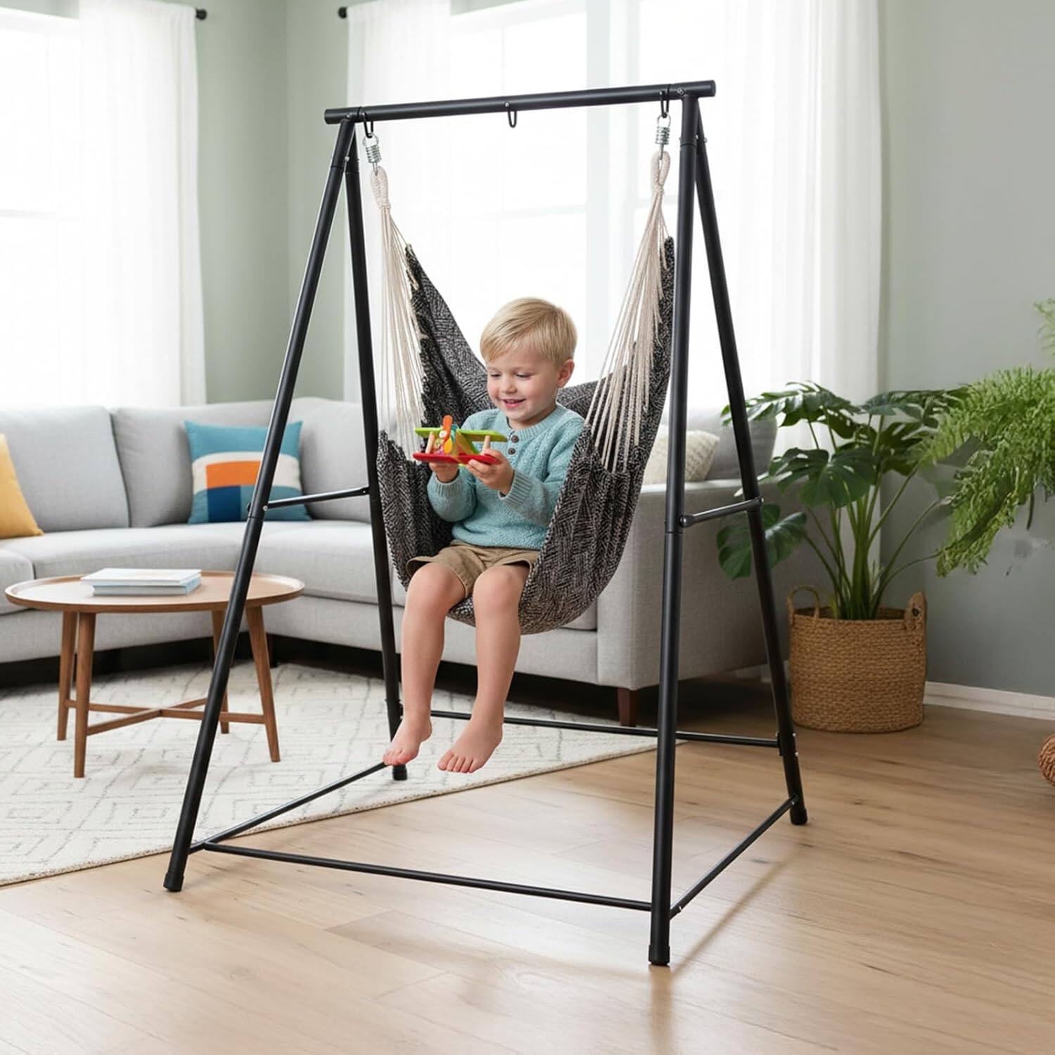 Alt View 10. Winado - Hammock Chair Stand Only, Heavy Duty Steel Stand with Stable Construction, Weatherproof for Patio Garden Indoor Outdoor - Black.