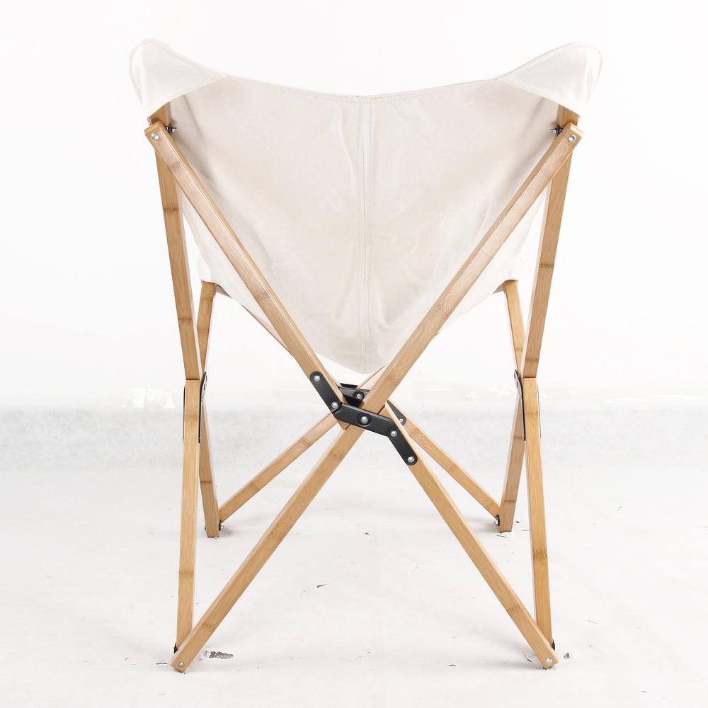 Alt View 3. AmeriHome - AmeriHome Canvas and Bamboo Butterfly Chair - White - White.