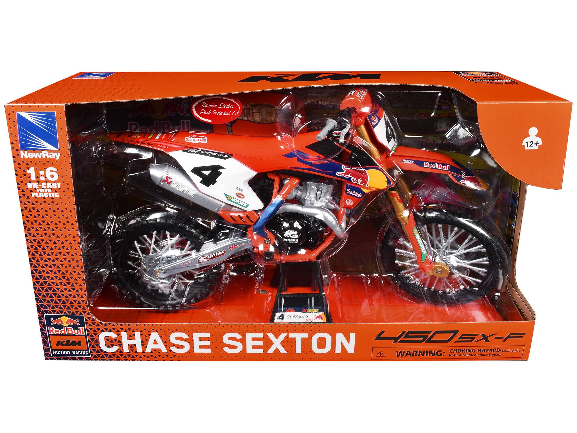 - I SENSE daader Sticker Pack Included! - DUNLOP - WE URCIH NewRay 1:6 DIE-CAST PLASTIC WITH AKRAPOVIC ni L A Sete MOTOREX TI AEA PCTRAS MINIUN - MOTOREX SCENTHAL 12+ A CSNE LN Red Bull KIM CHASE SEXTON 450 SX-F FACTORY CHOKING HAZARD- small parts WARNING: Not for children under 3 years