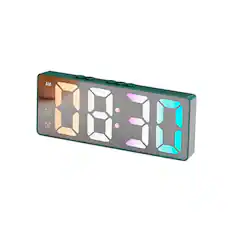 Front. Dazzed Corner - Digital Alarm Clock Bedside Clock Temperature Display Portable for Bedroom Table and Travel - Green.