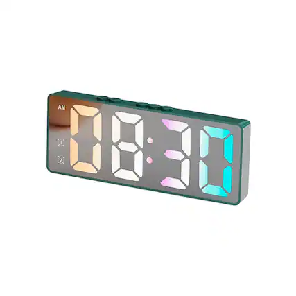 Front. Dazzed Corner - Digital Alarm Clock Bedside Clock Temperature Display Portable for Bedroom Table and Travel - Green.