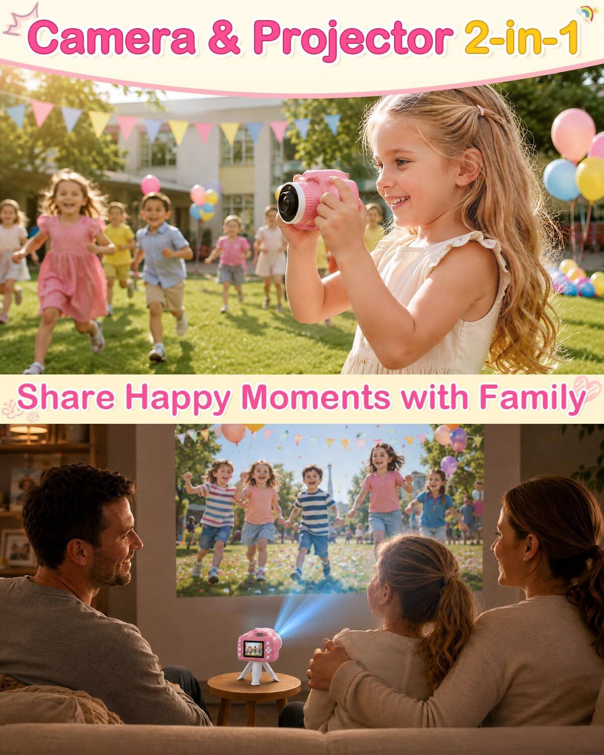 Camera & Projector 2-in-1  
Share Happy Moments with Family