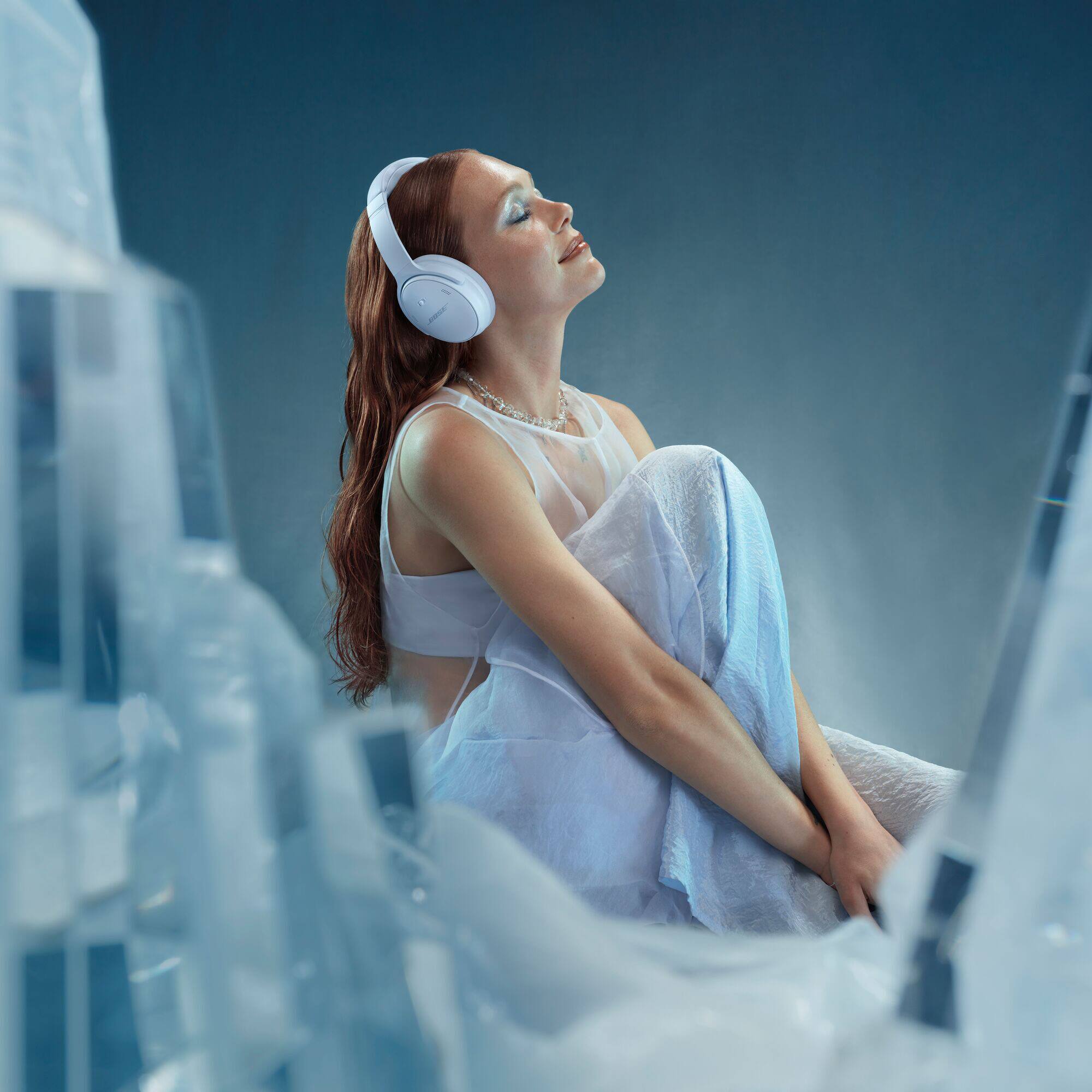 Alt View 6. Bose - QuietComfort Wireless Noise Cancelling Over-the-Ear Bluetooth Headphones - Ice Blue.