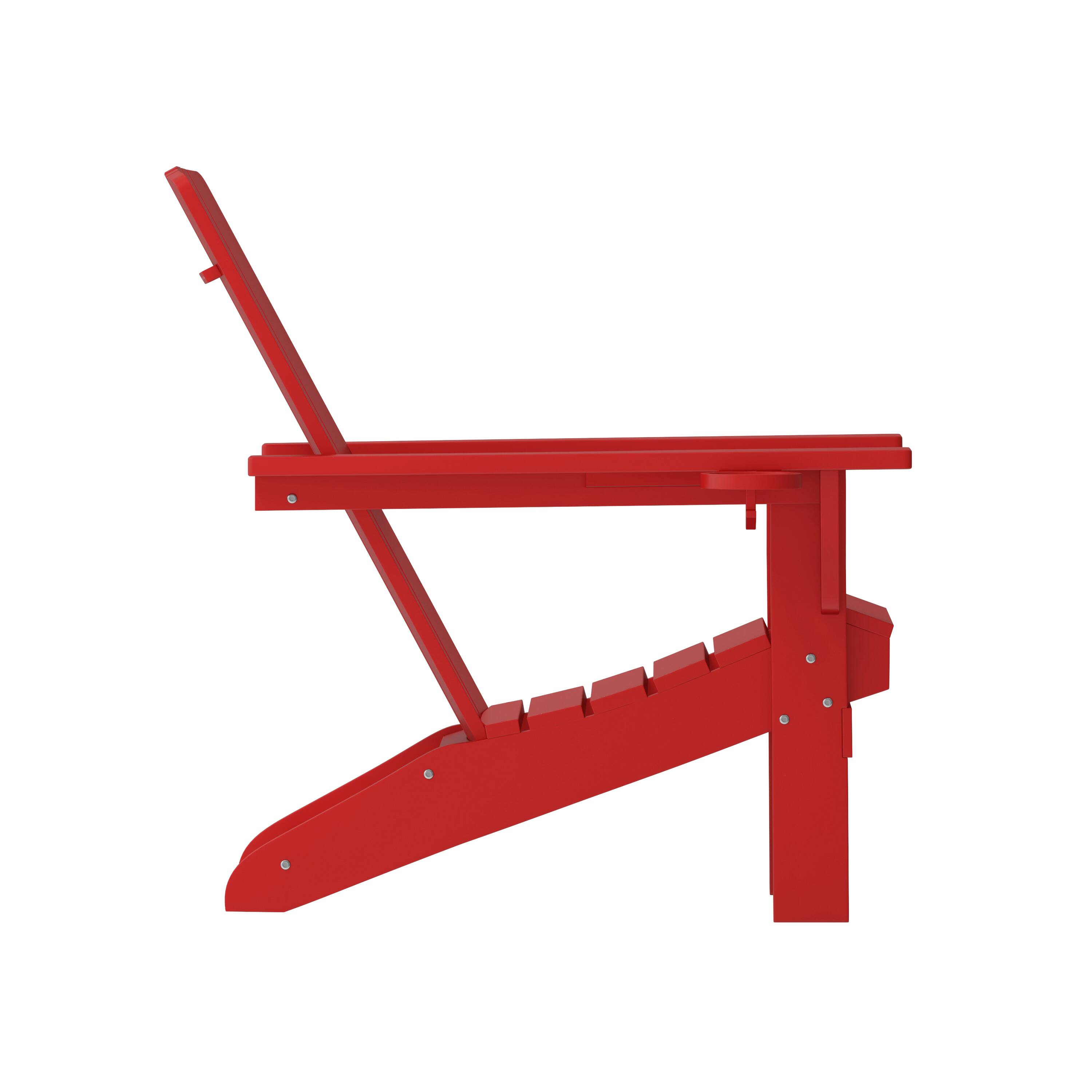 Alt View 8. Emma + Oliver - Haley Adirondack Chair with Cup Holder, Weather Resistant HDPE Adirondack Chair - Red.