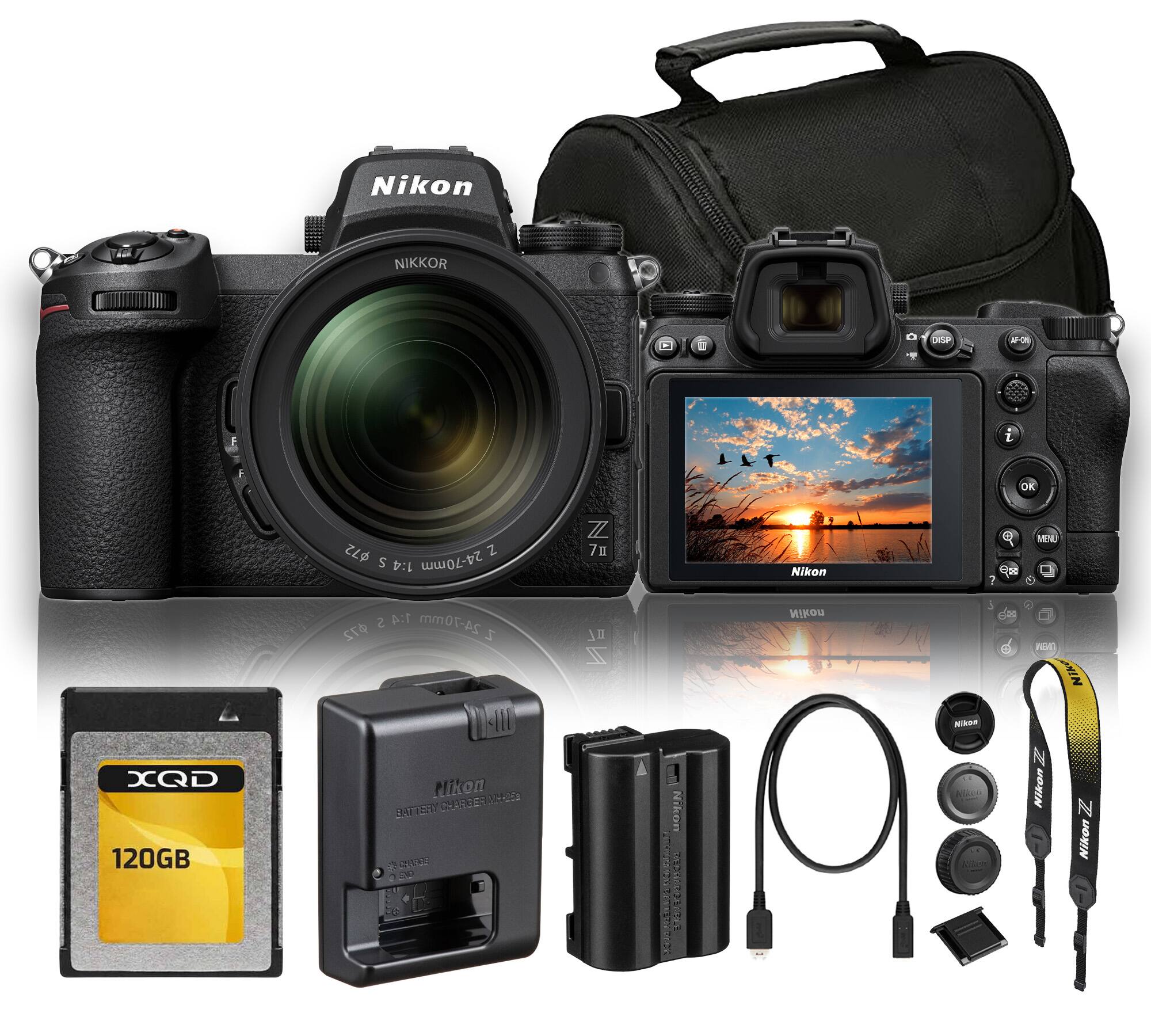 Nikon - Z7 II Mirrorless Camera With 24-70mm f/4 Lens + 120GB XQD Memory Card + Camera Bag - Black price history on PriceWatchPro