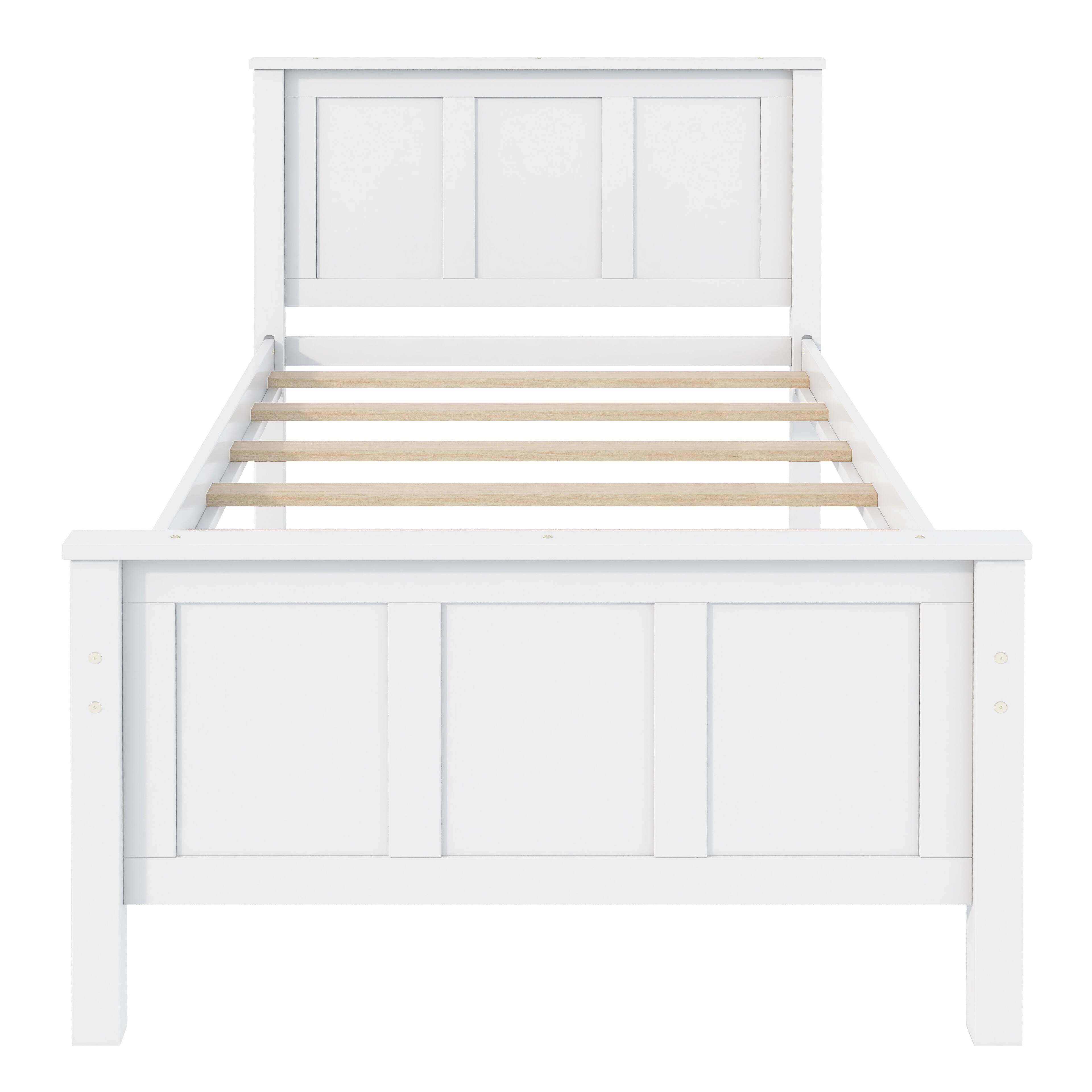 Alt View 1. Whisen - Twin Size Platform Bed Frame with Trundle and 2 Storage Drawers, Wood Bedroom Furniture - White.
