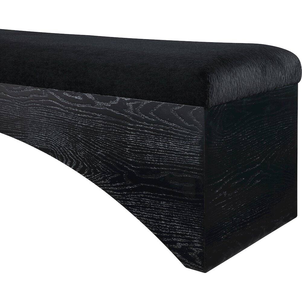 Alt View 4. Meridian Furniture - Lawson Black Velour Fur Fabric Bench - Black.