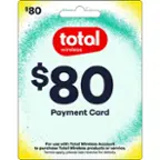 $80 Total Wireless Payment Card. For use with Total Wireless Account to purchase Total Wireless products or service. Terms apply, please see reverse for details.