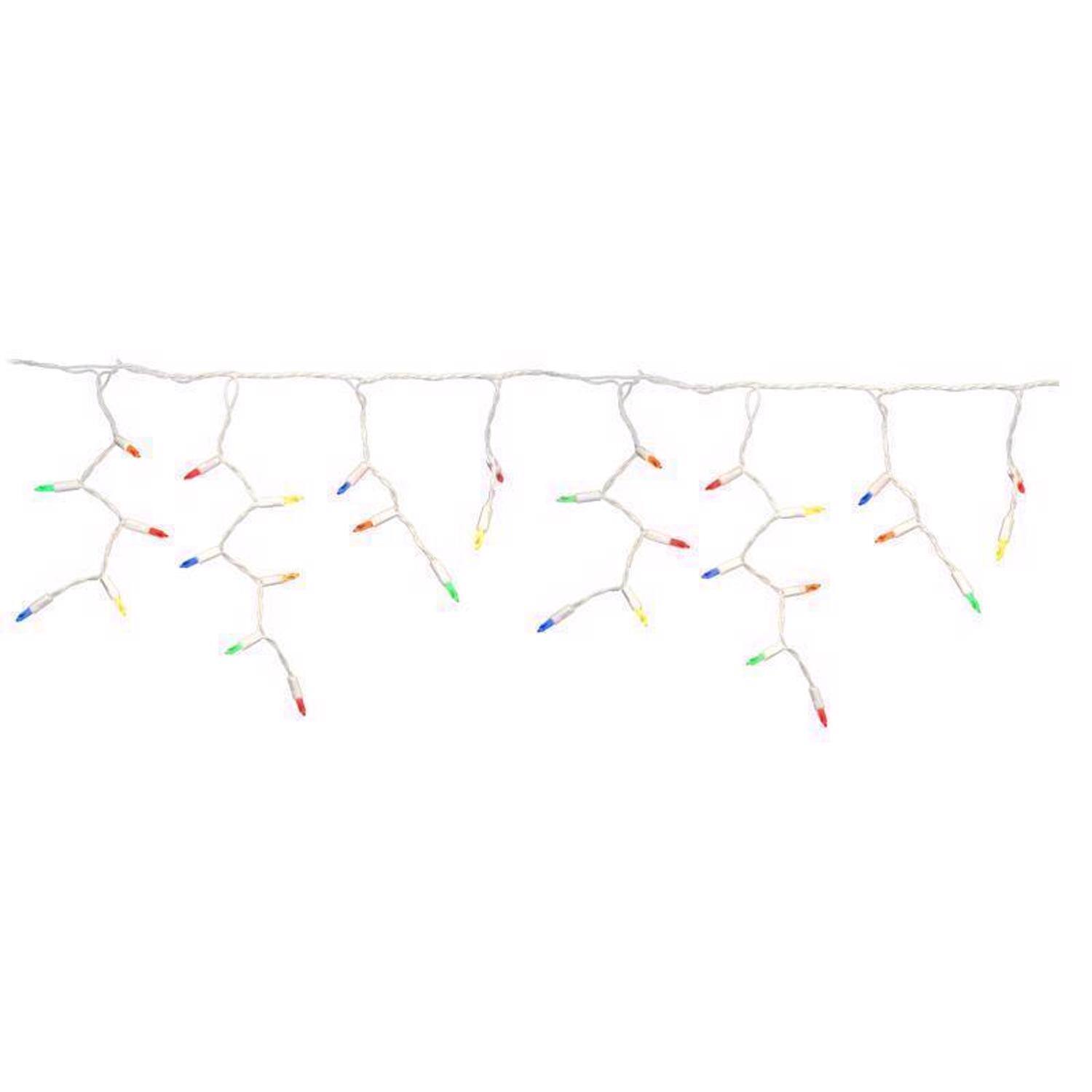 Left. Celebrations - Celebrations Platinum LED T5 Multicolored 100 ct Icicle Christmas Lights 9.5 ft..