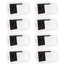 Theater Solutions by Goldwood - TSLCR5 Flush Mount Speakers Dual Woofer in Wall 8 Pack - Paintable White
