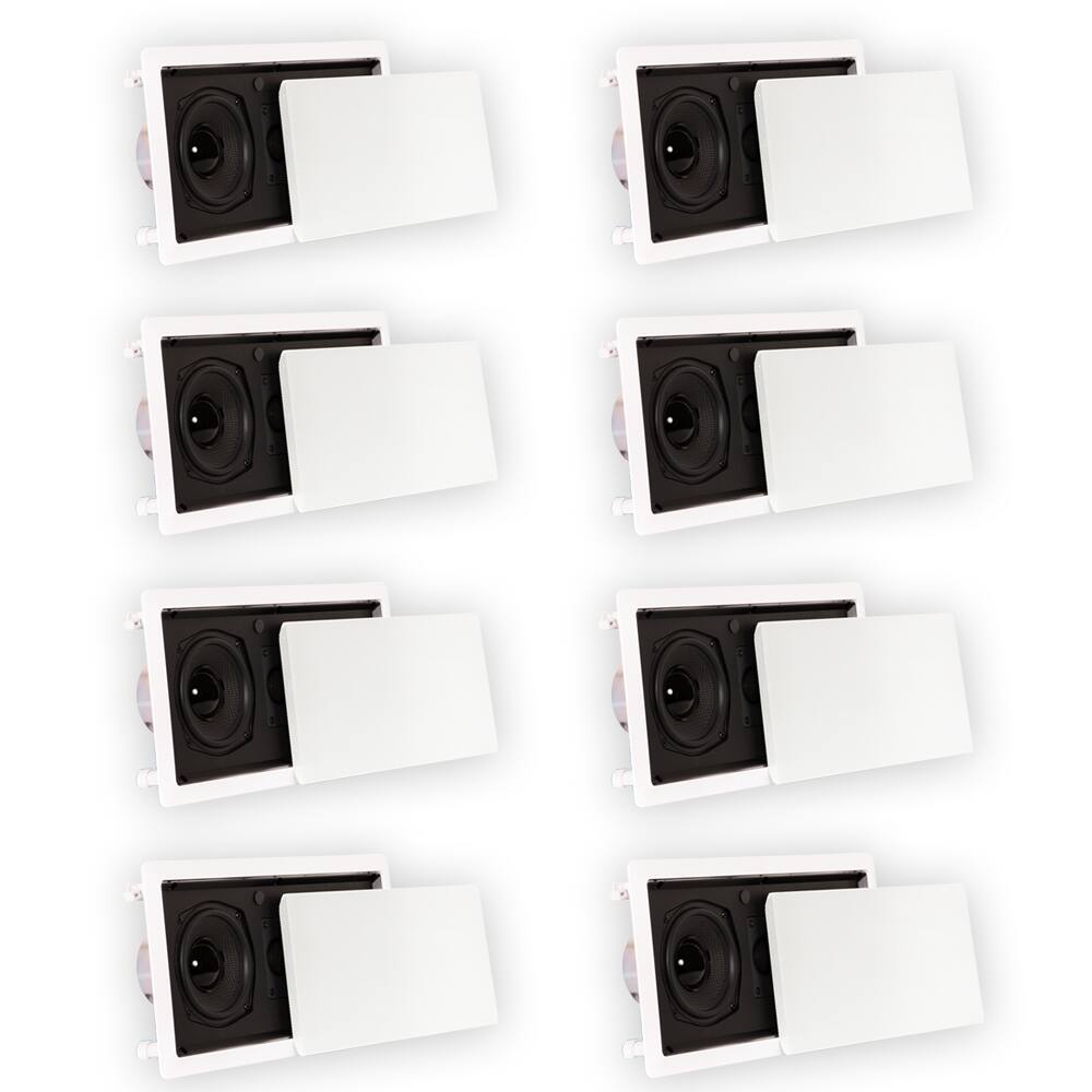 Front. Theater Solutions by Goldwood - TSLCR5 Flush Mount Speakers Dual Woofer in Wall 8 Pack - Paintable White.