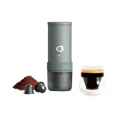 Front. Outin - Outin Mino Portable Electric Espresso Machine (Canyon Green) - N/A.