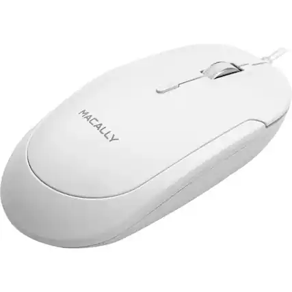 Front. Macally - Macally USB-C Optical Quiet Click Mouse for Mac/PC White (UCDYNAMOUSEW) - Optical - Cable - White, Silver - USB Type C - Silver.