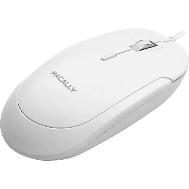 Macally - USB-C Optical Quiet Click Mouse for Mac/PC White (UCDYNAMOUSEW) - Optical - Cable - White, USB Type C - Wired - Silver