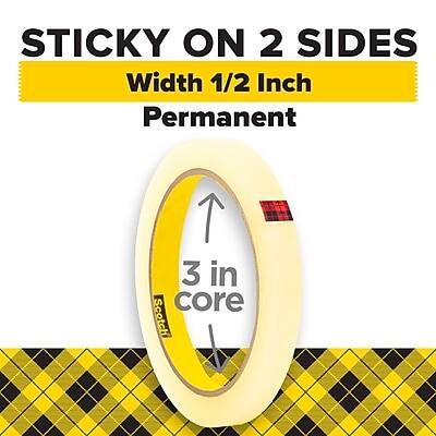 STICKY ON 2 SIDES  
Width 1/2 Inch  
Permanent  
3 in core  
Scotch