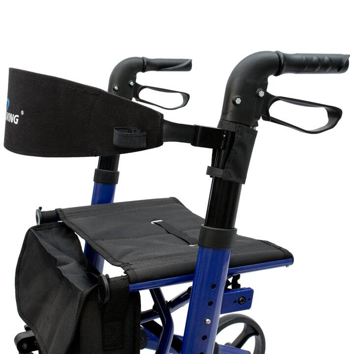 Alt View 1. iLIVING - ILG-622 Foldable Upright Rollator Walker, Lightweight Mobility Aid, Seat & Backrest, Front Bag, Dual Brakes with Lock - Black.