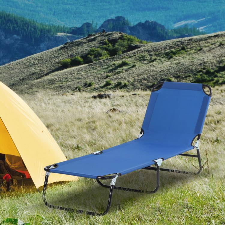 Alt View 2. PULUZ - Folding Chaise Lounge Pool Chairs, Outdoor Sun Tanning Chairs with 5-Level Reclining Back, Steel Frame for Beach, Yard - Blue.