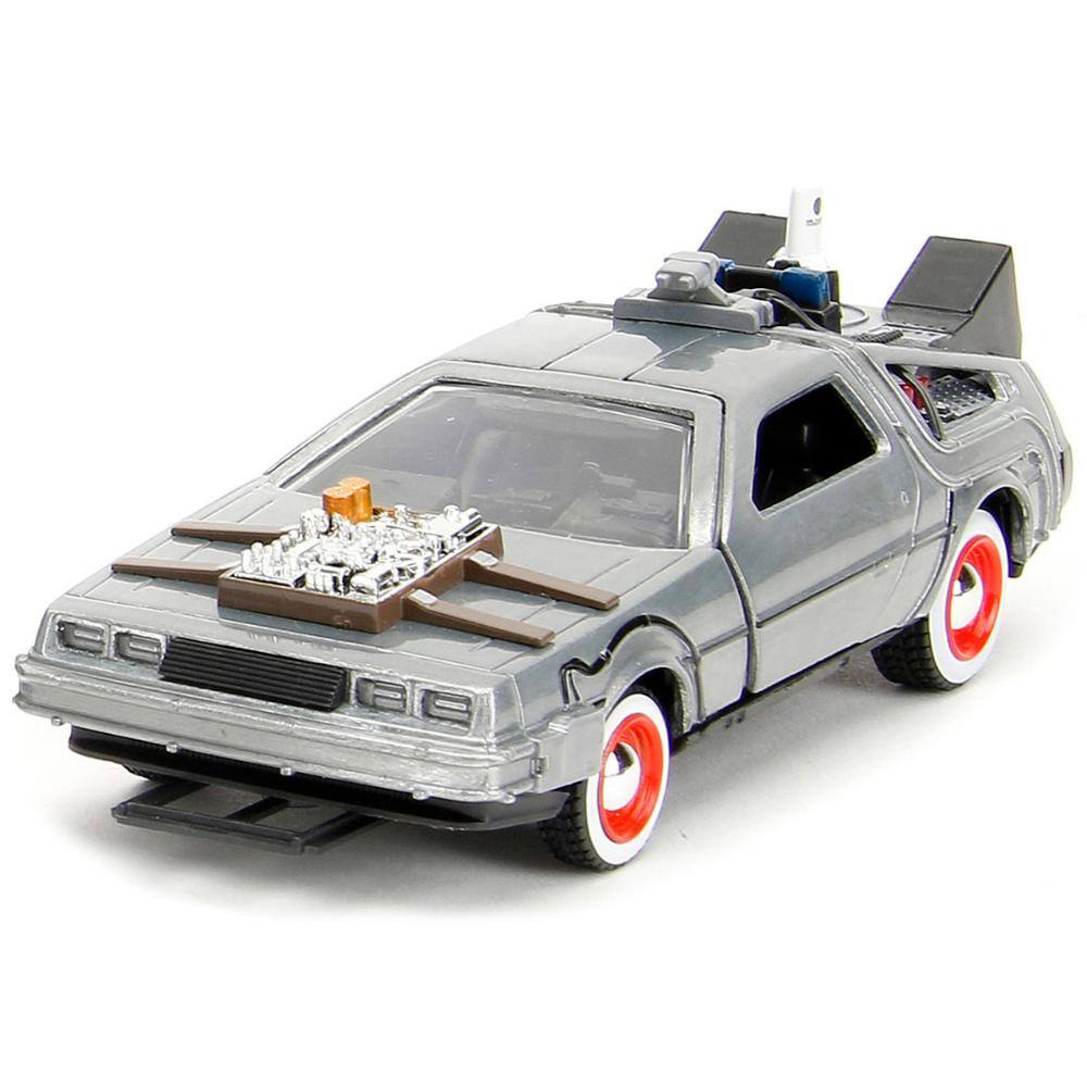 Left. Jada - "Back to the Future" Delorean Set of 3 pieces "Hollywood Rides" Series 1/32 - Silver.