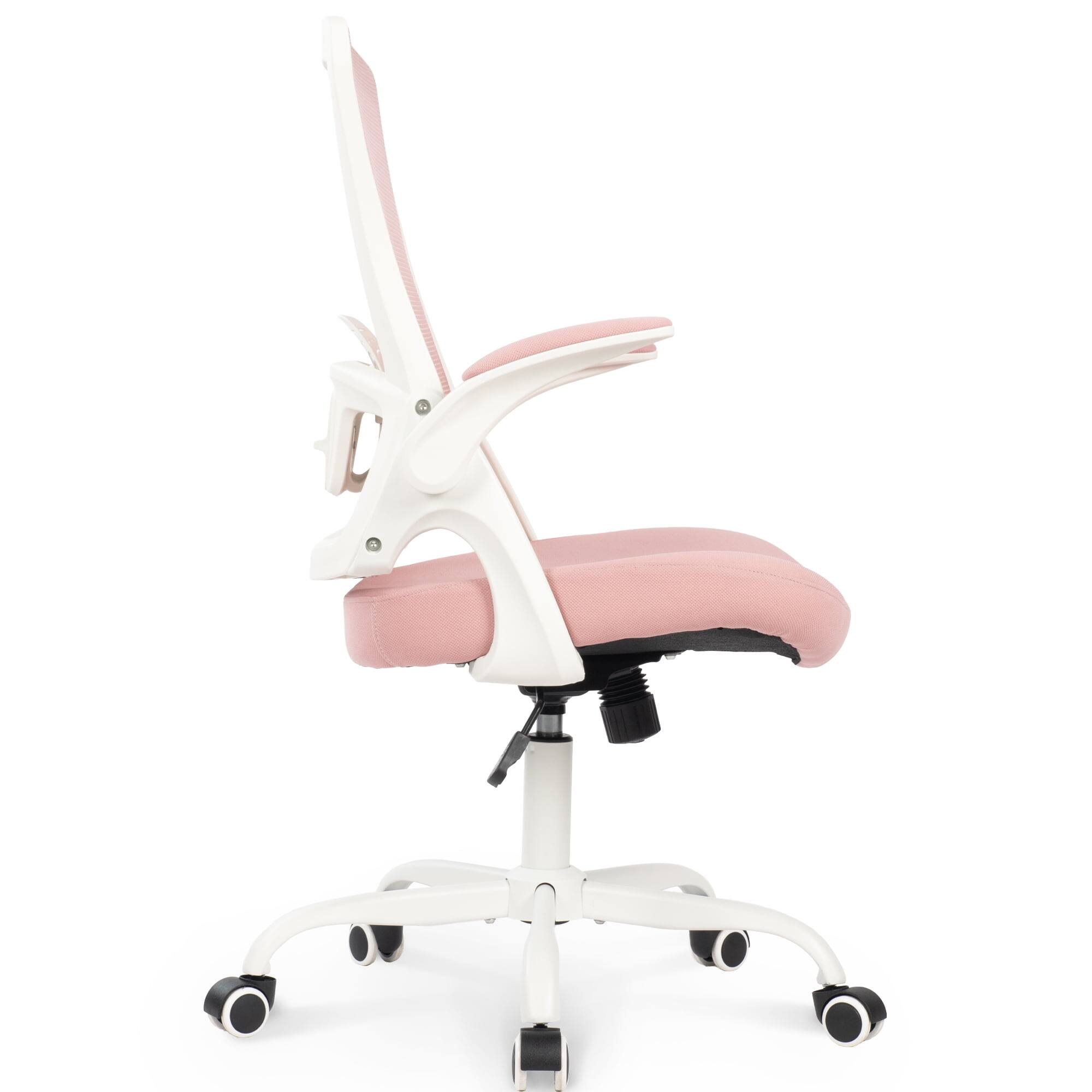 Alt View 6. Neo Chair - Ergonomic Office Chair, High-Back Mesh Computer Chair with Adjustable Height, Flip-Up Armrests & Lumbar Support - Steel Base-Pink.