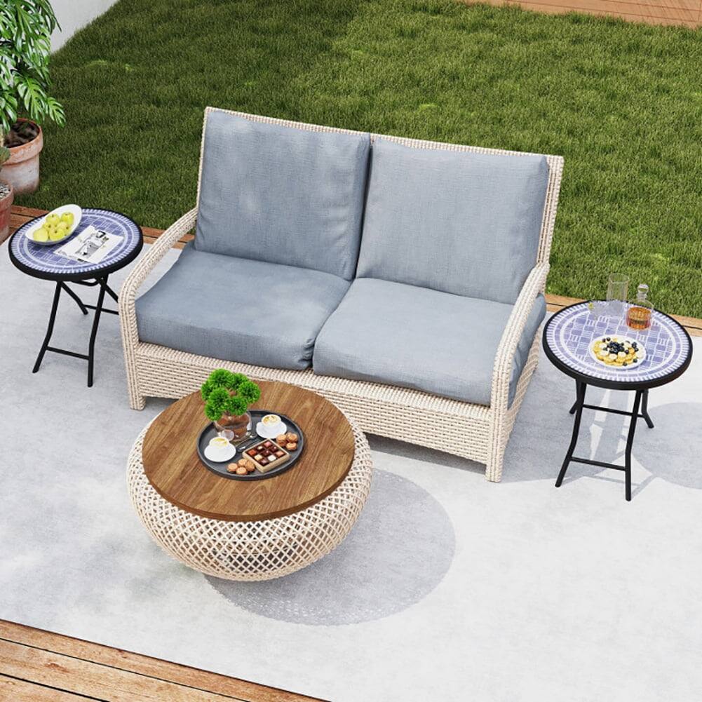 Alt View 2. Pefilos - 18 Inch Folding Side Table Outdoor Patio Round Compact, Coffee Table, Outdoor Side Table for Outdoor Patio, Pool, Porch - Gray.