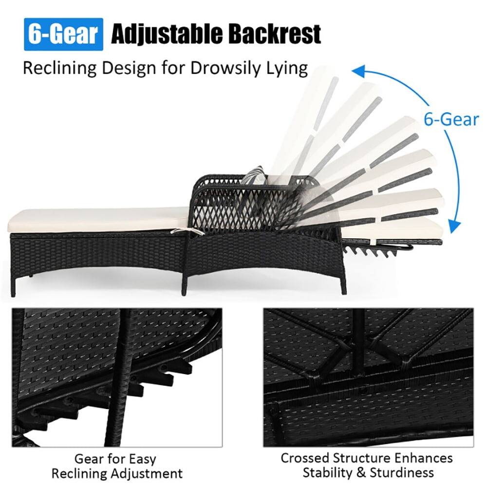 6-Gear Adjustable Backrest  
Reclining Design for Drowsily Lying  

6-Gear  
Gear for Easy Reclining Adjustment  

Crossed Structure Enhances Stability & Sturdiness
