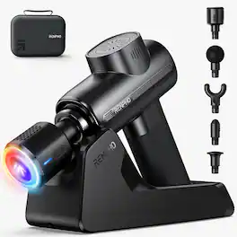 Renpho - Massage Gun Deep Tissue with Charging Stand, Back Massager with Heat and Cold,for Athletes Pain Relief - Black