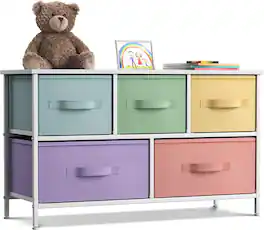 Sorbus - Storage Cube Dresser with 5 Drawers - Pastel