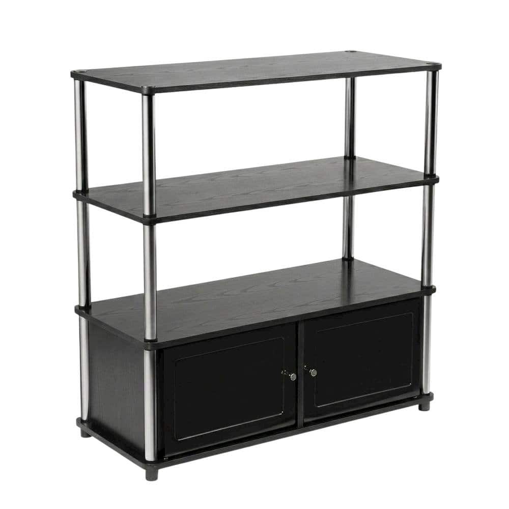 FurniFact - TV stand in sleek design with ample storage and modern look - Black