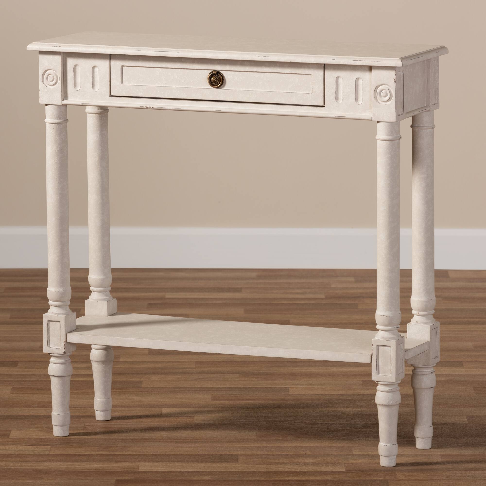 Alt View 7. Baxton Studio - Ariella Country Cottage Farmhouse 1-Drawer Console Table - Whitewashed.