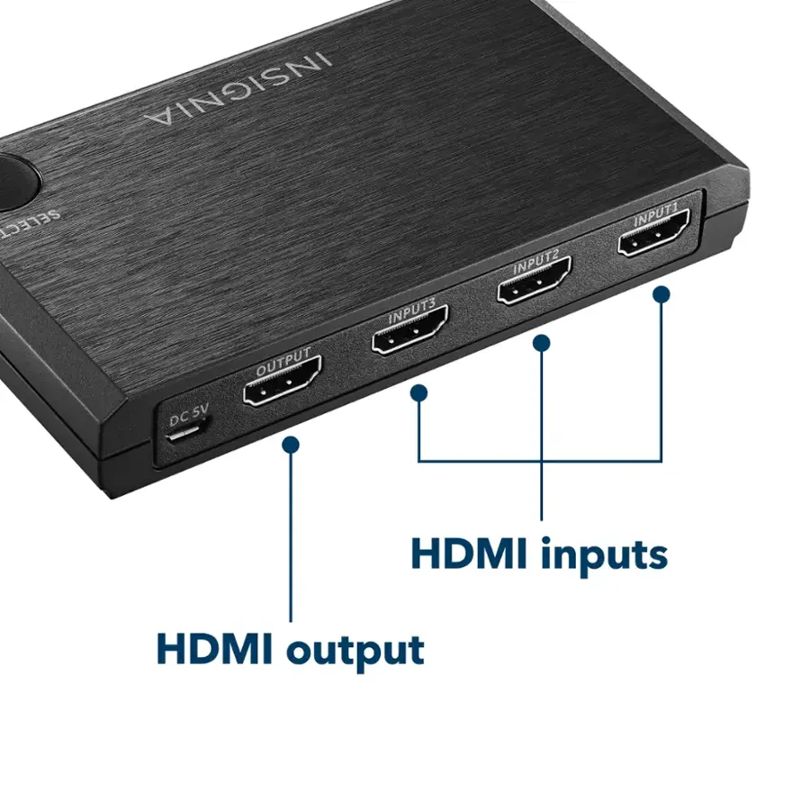Insignia™ 3 Port HDMI Switch with 4K 60Hz and HDR Pass Through Black NS ...