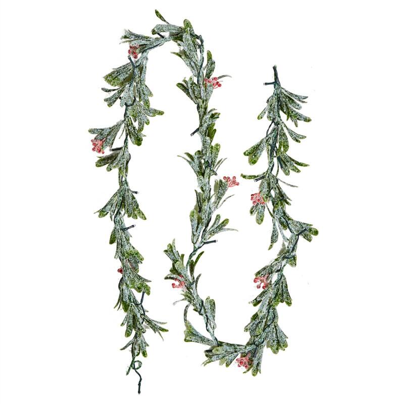 Alt View 4. HTUTWOO - 6.6Ft Christmas Garland - LED Fairy Lights with Vines Berries Olive Leaves, Battery Operated for Party & Home - Green.