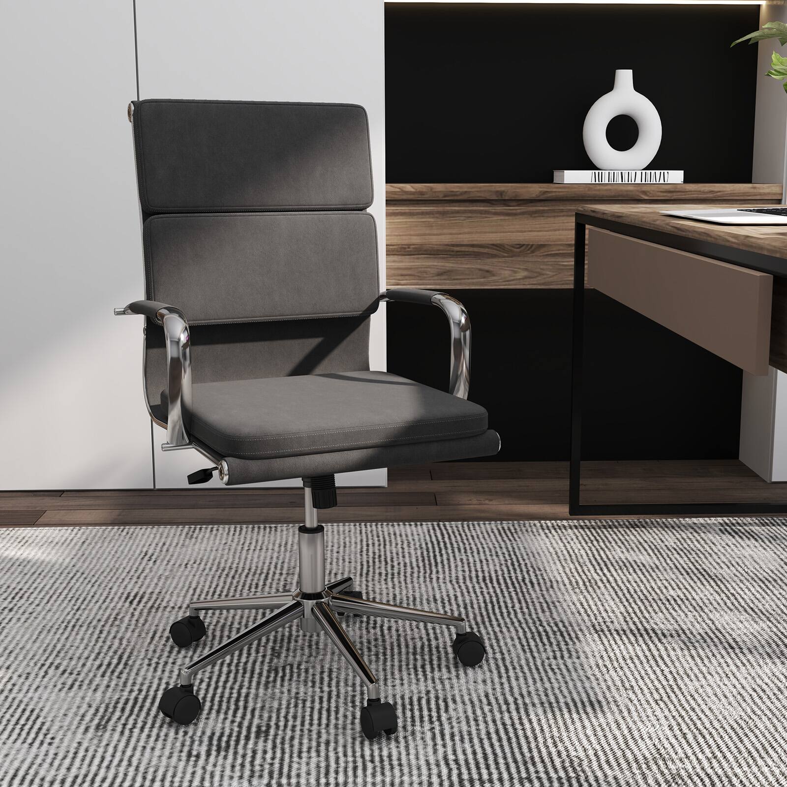 Alt View 1. Gymax - Gymax Ergonomic Office Desk Chair w/Rocking Backrest Height-adjustable Padded Seat - Grey.