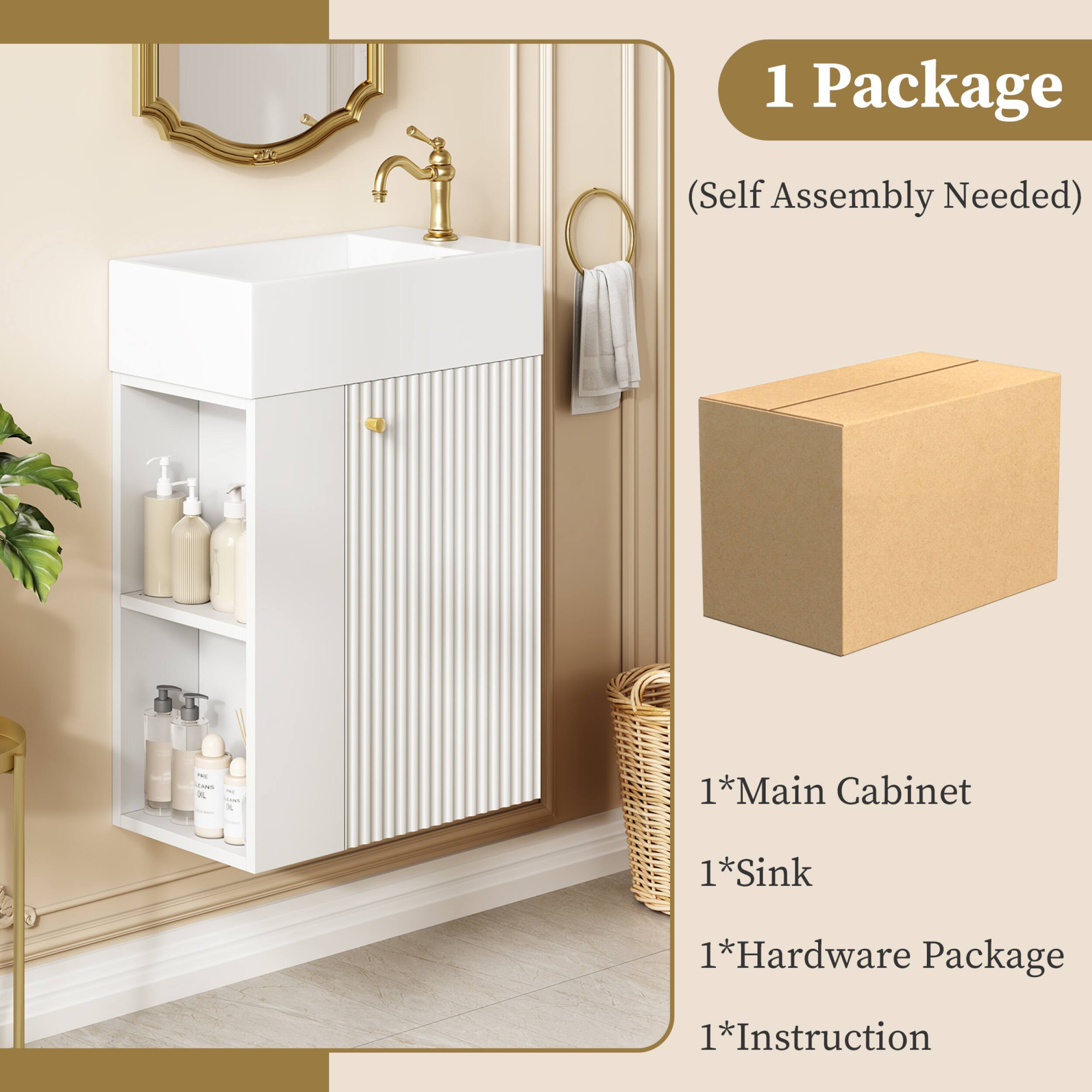 1 Package  
(Self Assembly Needed)  

- 1*Main Cabinet  
- 1*Sink  
- 1*Hardware Package  
- 1*Instruction