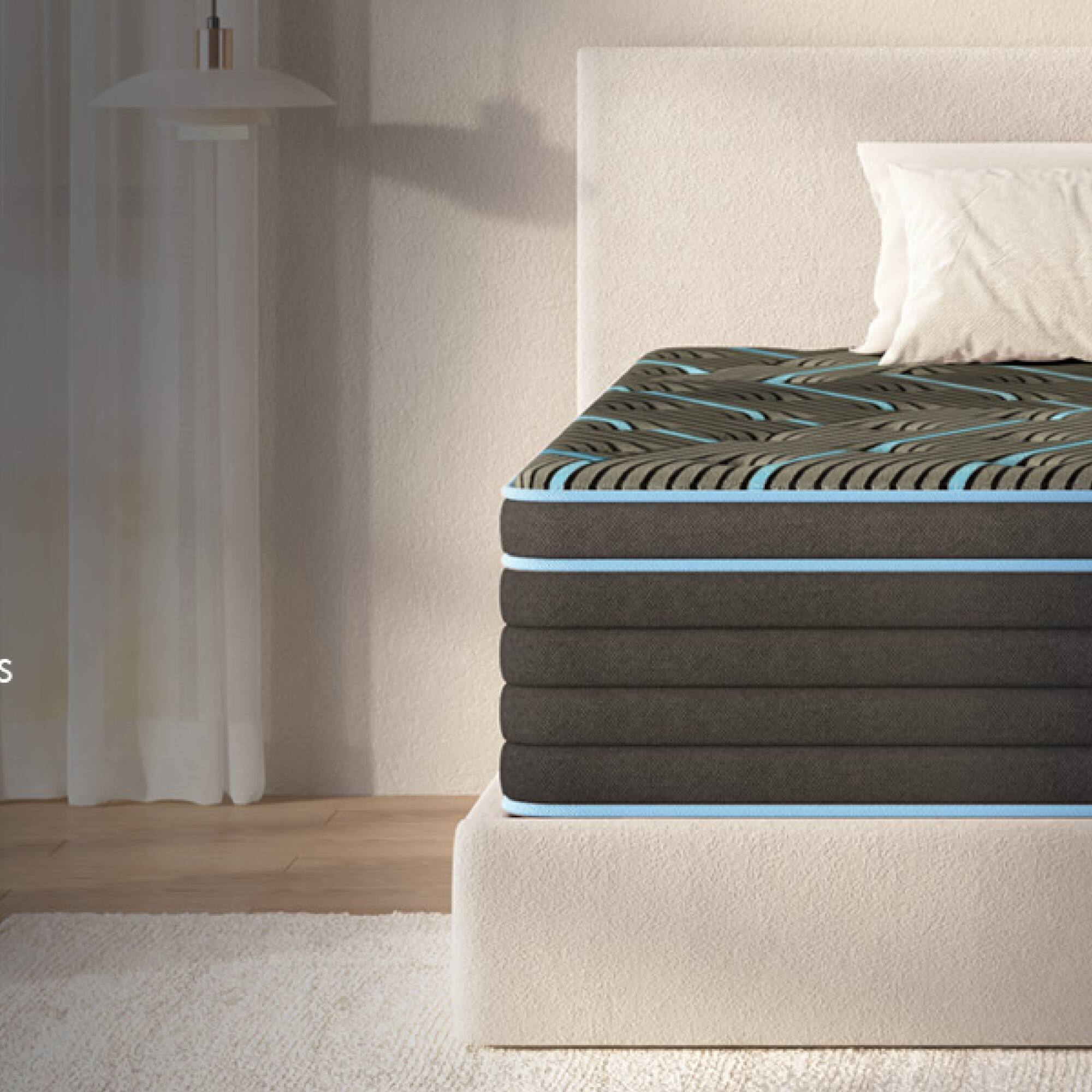 Alt View 1. GOODSILO - 12 Inch Twin Size Hybrid Mattress with Individually Pocketed Springs and Memory Foam for Medium Firm Support - Black+Blue.