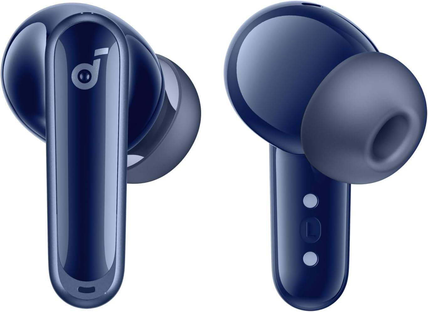 Left. Soundcore - Soundcore - by Anker P40i Noise Canceling True Wireless Earbud Headphones - Navy Blue - Navy Blue.