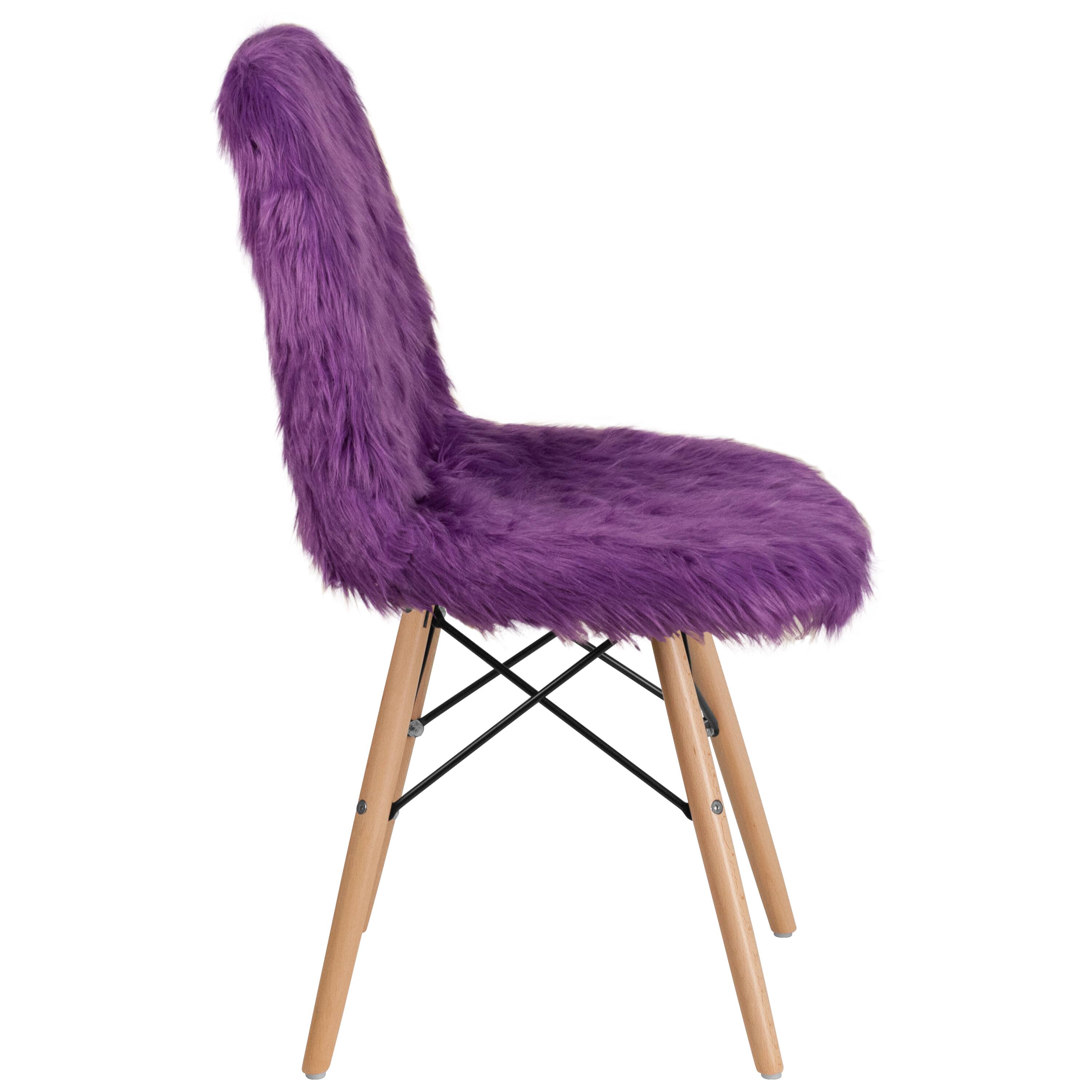 Alt View 6. Emma + Oliver - Shaggy Dog Fur Accent Chair - Purple.
