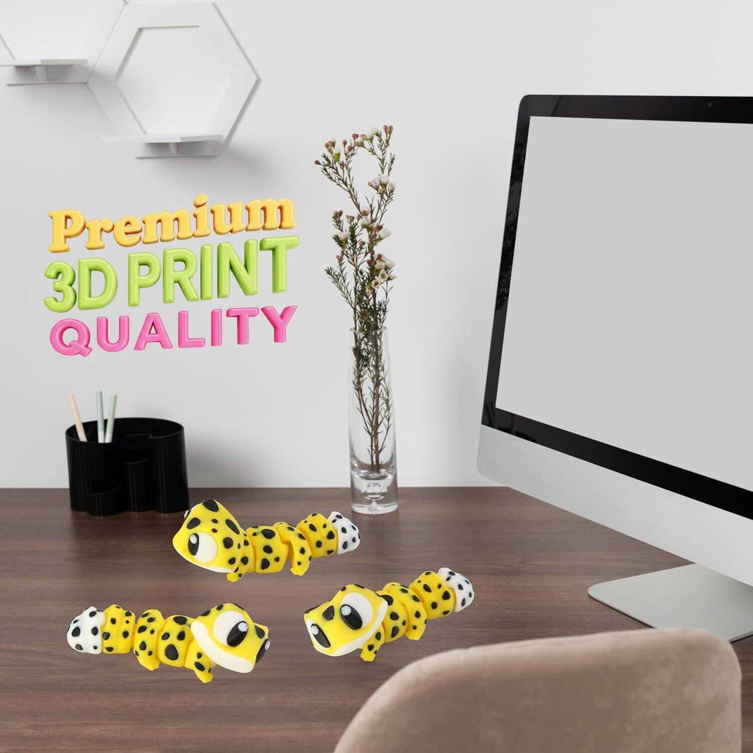 JuzToys 3D Printed Articulated Gecko Fidget Toy 3 Pack – Flexible Cute ...