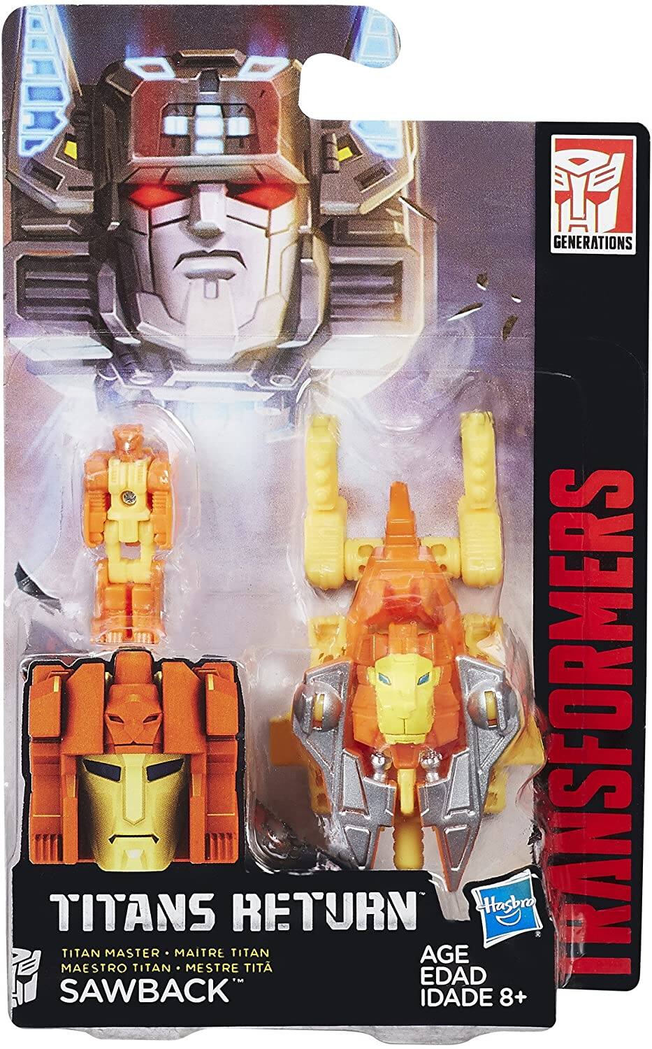 GENERATIONS  
TRANSFORMERS  
TITANS RETURN  
TITAN MASTER  
MAITRE TITAN  
MAESTRO TITAN  
MESTRE TITA  
SAWBACK  
AGE EDAD IDADE 8+